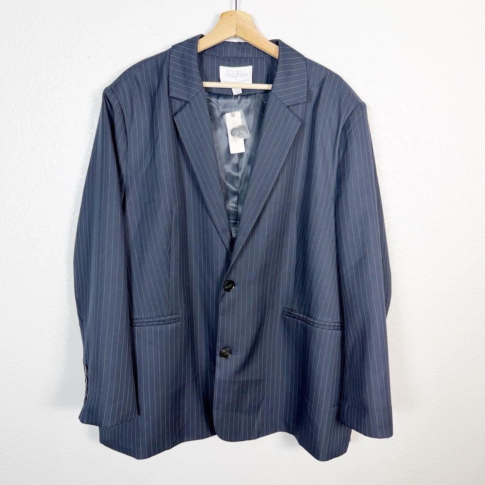 Mare Mare X Anthropologie NWT Pinstripe Oversized Blazer Women's Size XL Navy
